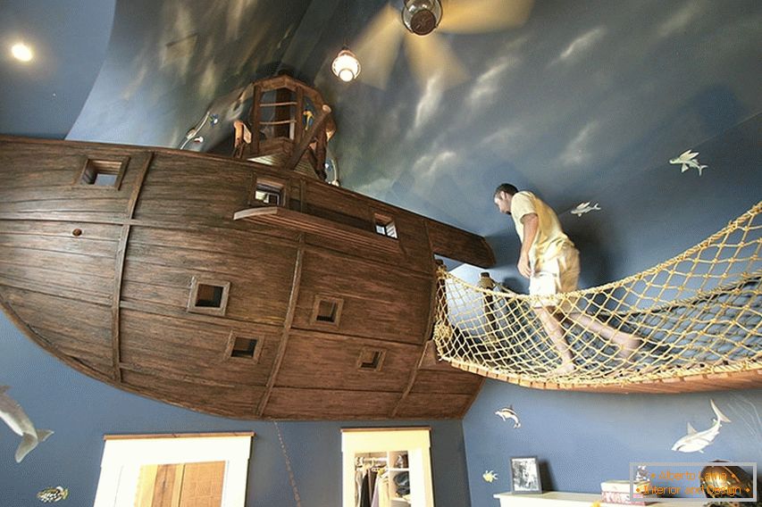 Pokoj ve stylu pirátské lodi