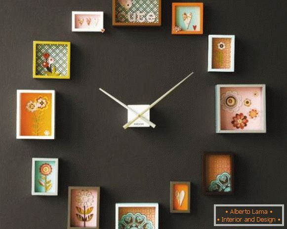 Dekorace stěn ručně vyrobenými výrobky - foto nástěnných hodin