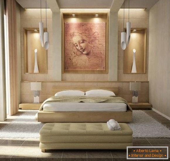 Inspirován design ložnice s vyřezávanými světly