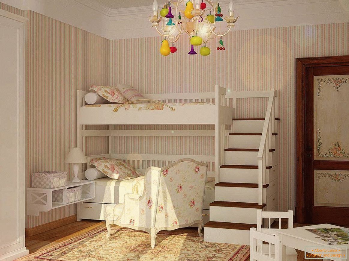 Dětská postel v dětském pokoji