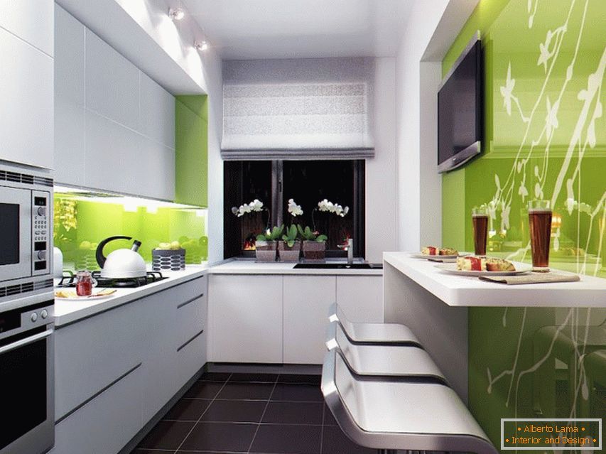 Příklad interiéru malé kuchyně na fotografii