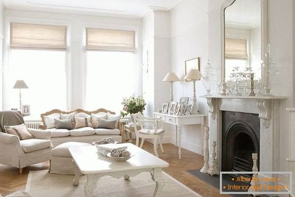 Francouzský bílý obývací pokoj klasický nábytek