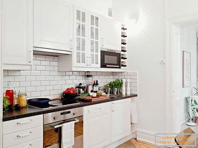 Bílá cihlová zeď v kuchyni, фото 29