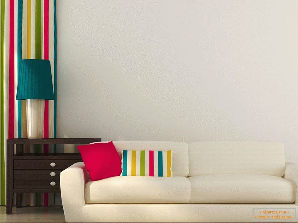 Jednotlivé barevné dekorativní předměty mohou přeměnit nudný interiér