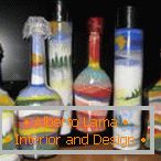 Vzory barevné soli v lahvích