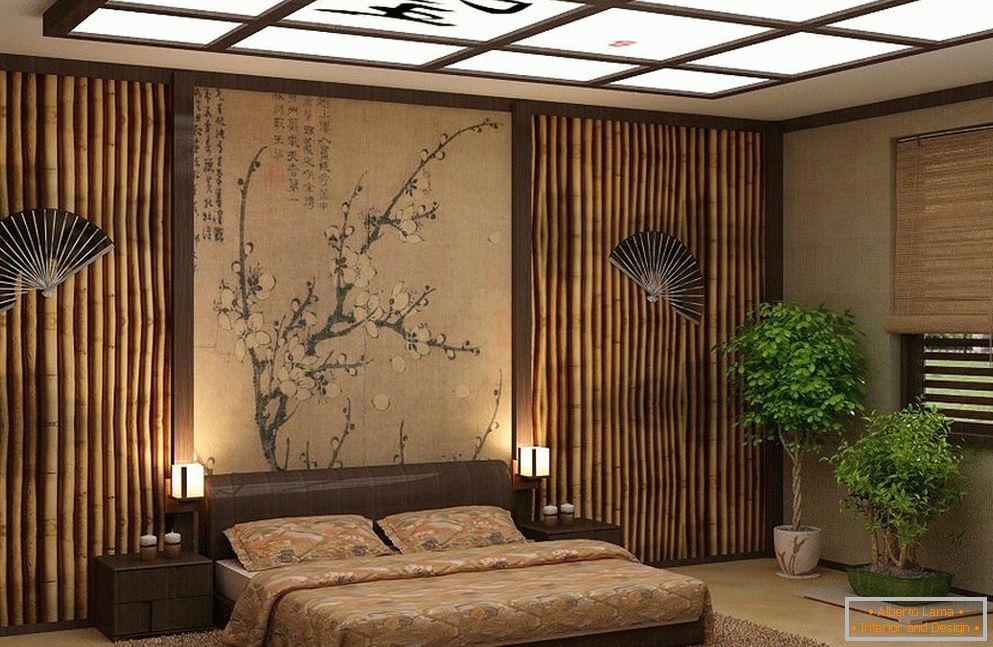 Bambusовые панели в интерьере японского стиля