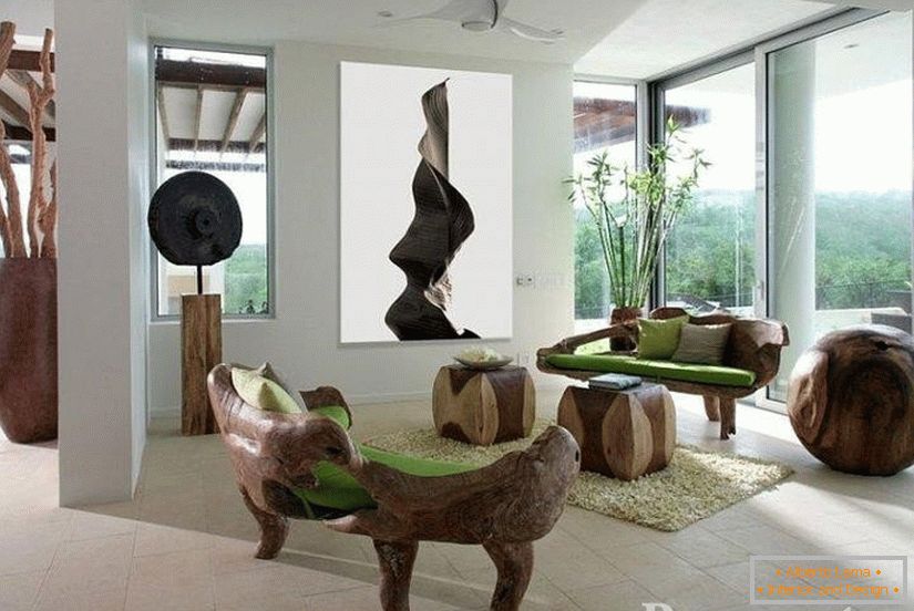 Obývací pokoj s dřevěným břitem