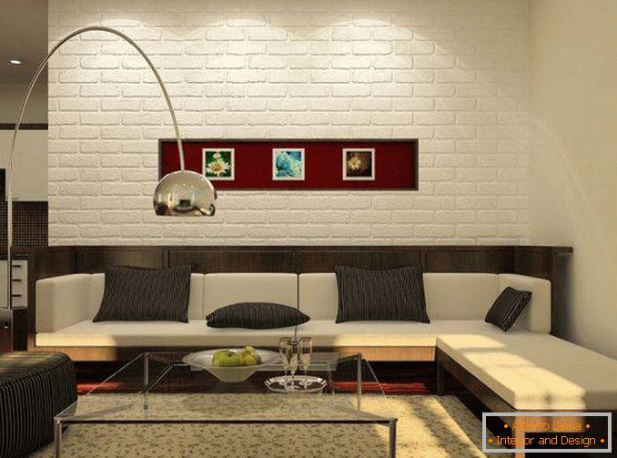Interiérový design jednopokojového bytu v Chruščenkovi ve stylu minimalismu