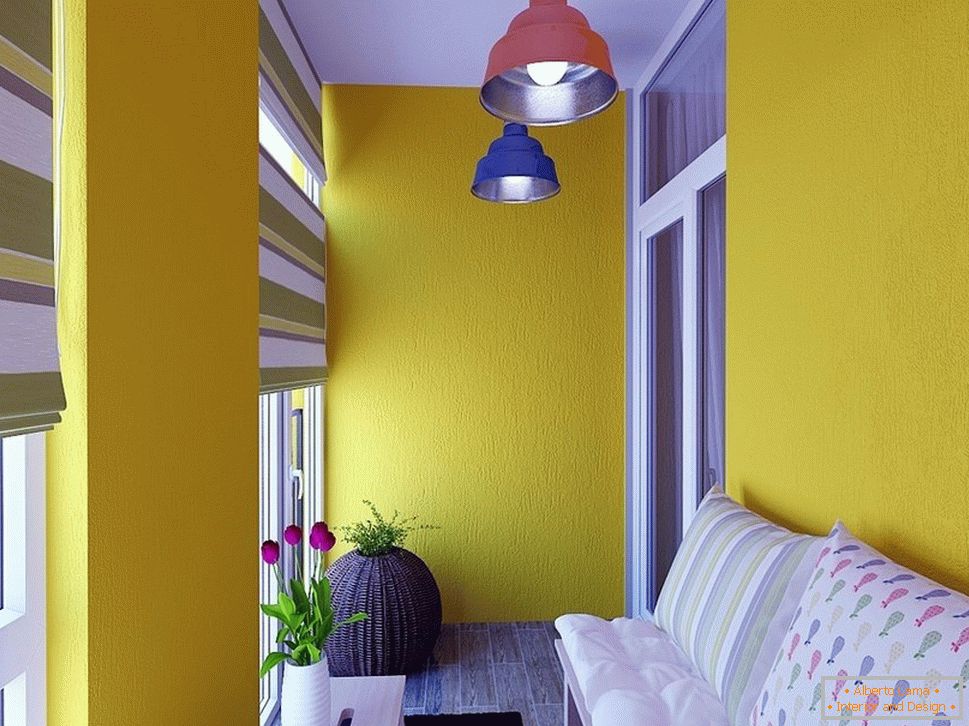 Žlutý design balkonu