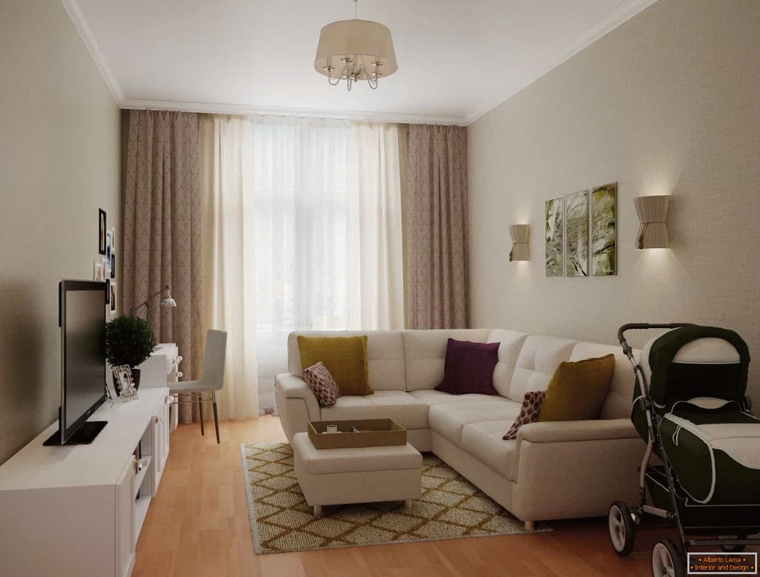 Stylový moderní obývací pokoj 20 m²