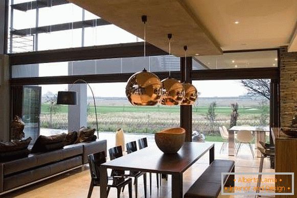Návrh interiéru soukromého domu - кухня гостиная в современном стиле