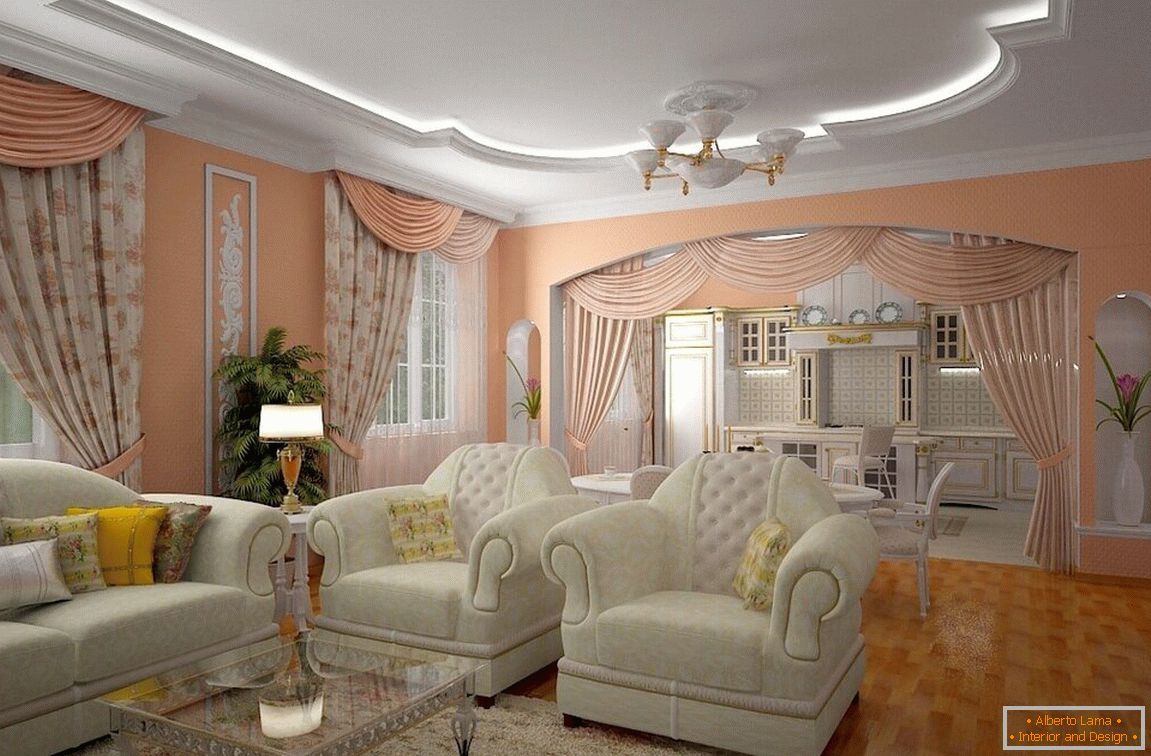 Návrh obývacího pokoje в классическом стиле