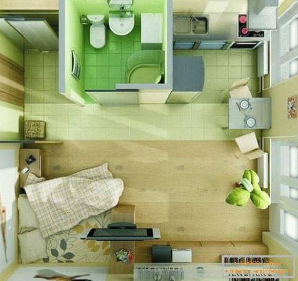 design jednopokojového bytu, foto 28