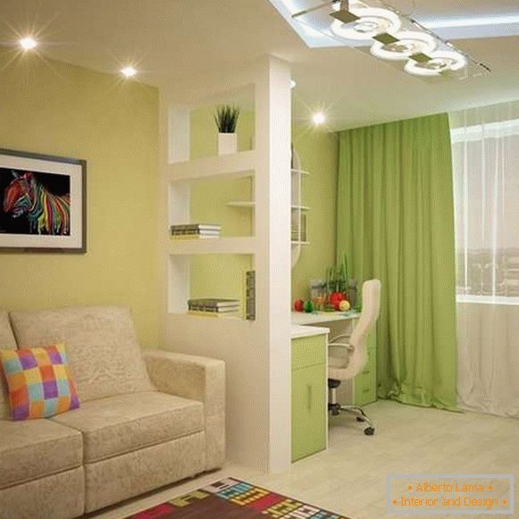Interiér bytu je 40 m² ve ​​světlých barvách