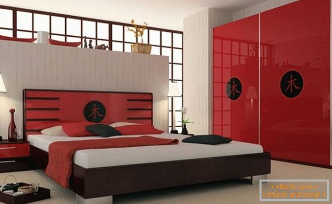 design červené ložnice, foto 11