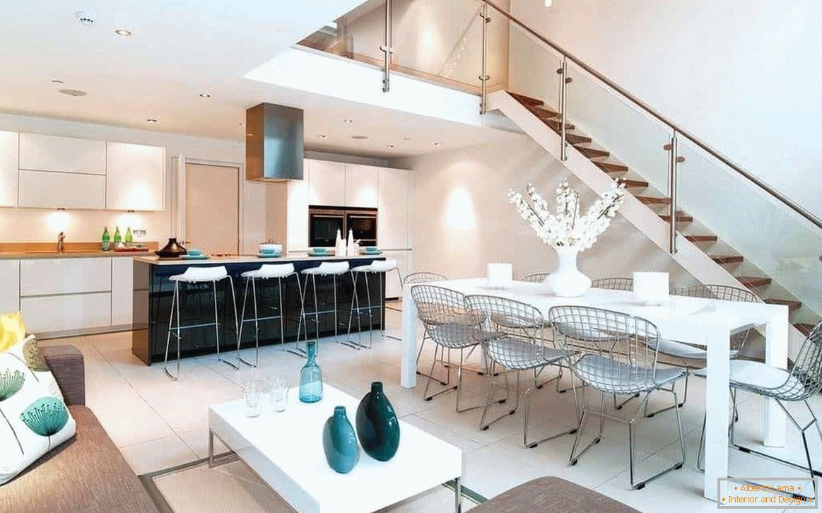 kuchyně design jídelna obývací pokoj v soukromém domě