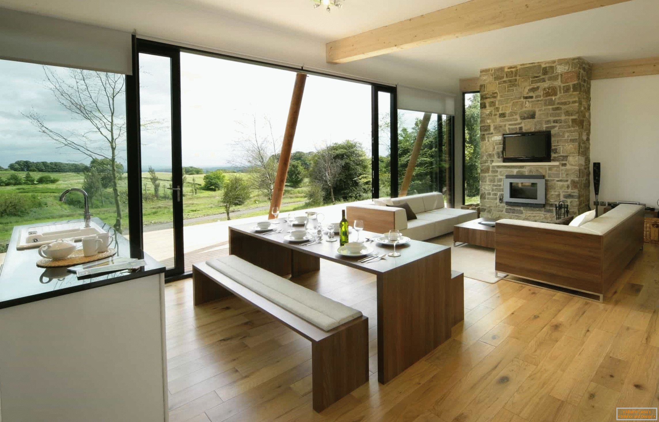 Design kombinované kuchyně-jídelna-obývací pokoj