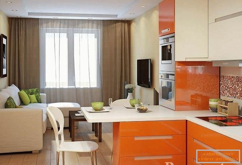 Oranžová barva v interiéru kuchyně