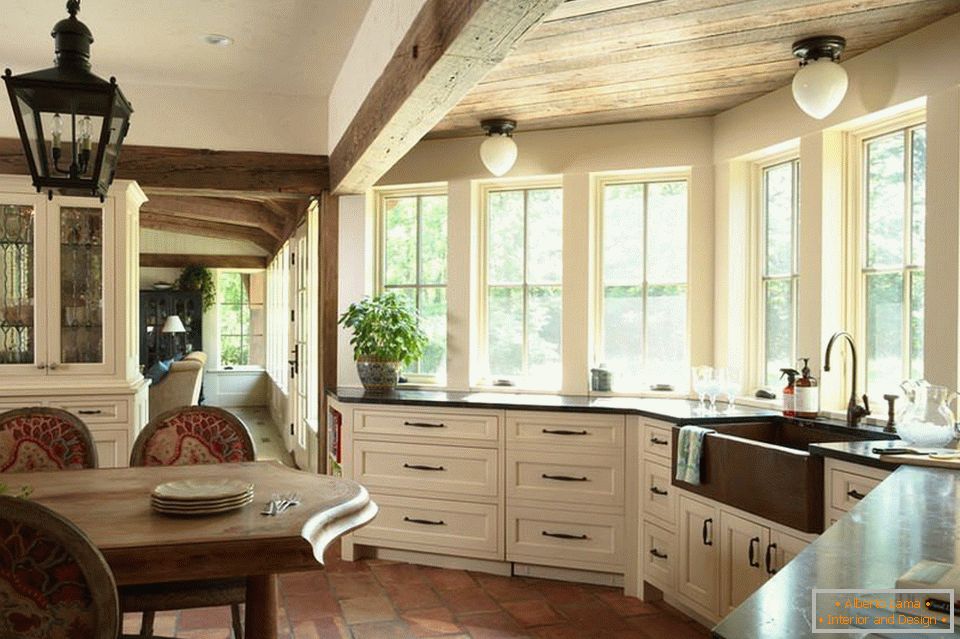 Kuchyňský design se nachází v prostorném bay window