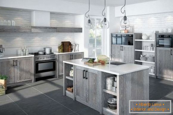 Kuchyňský design kuchyně v soukromém domě - šedá fotografie