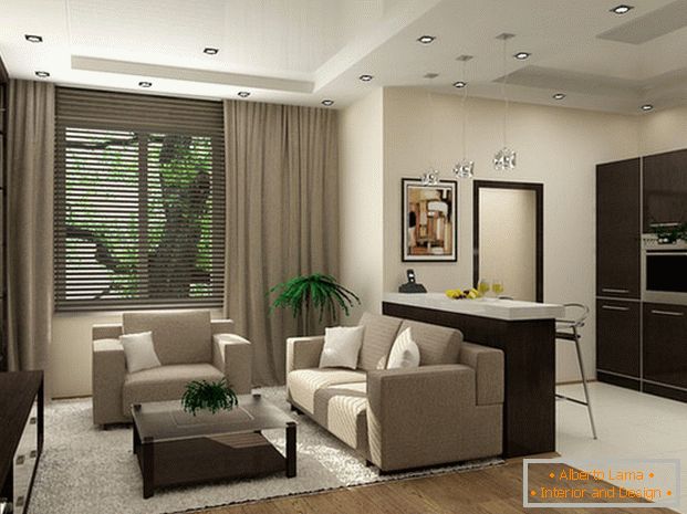 kuchyňský design obývací pokoj v soukromém domě фото