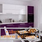 Kuchyňský nábytek s bílofialovou fasádou