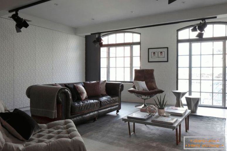 luxusní-loft-byt-obývací pokoj-design