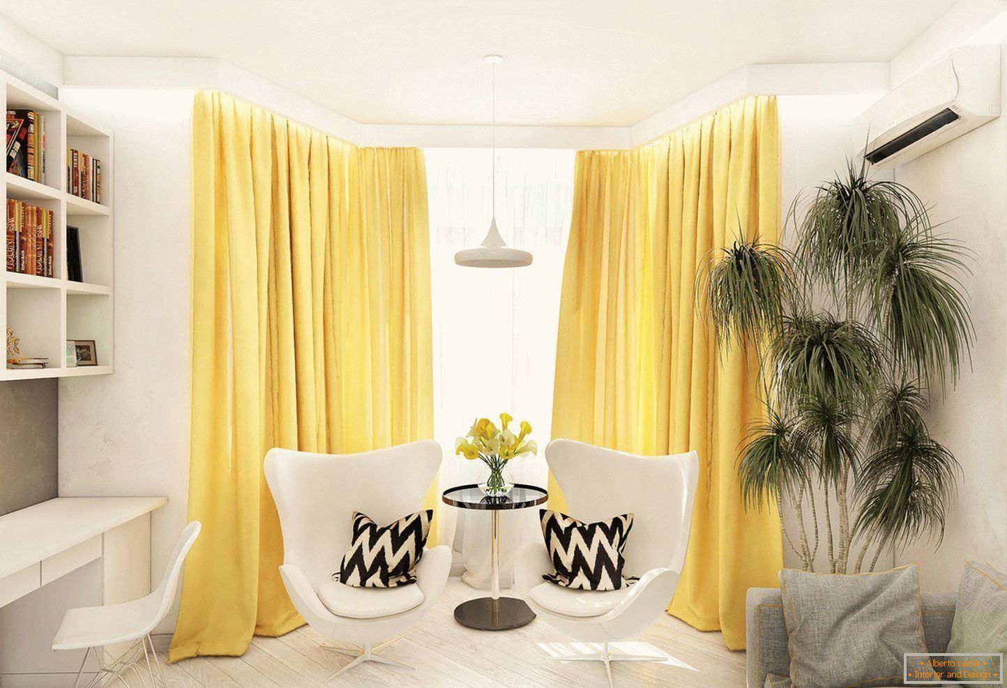Žlutá barva v interiéru