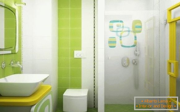 Kombinovaná koupelna v zelené barvě a sprchový kout