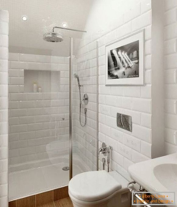 Design kombinované koupelny - fotografie se sprchovým koutem