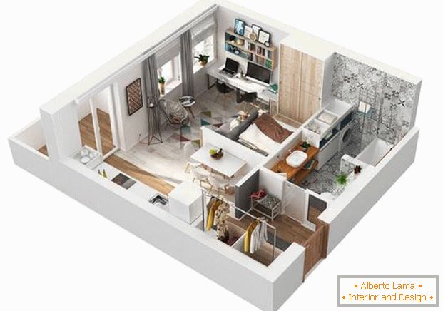 návrhy projektů malých studiových bytů