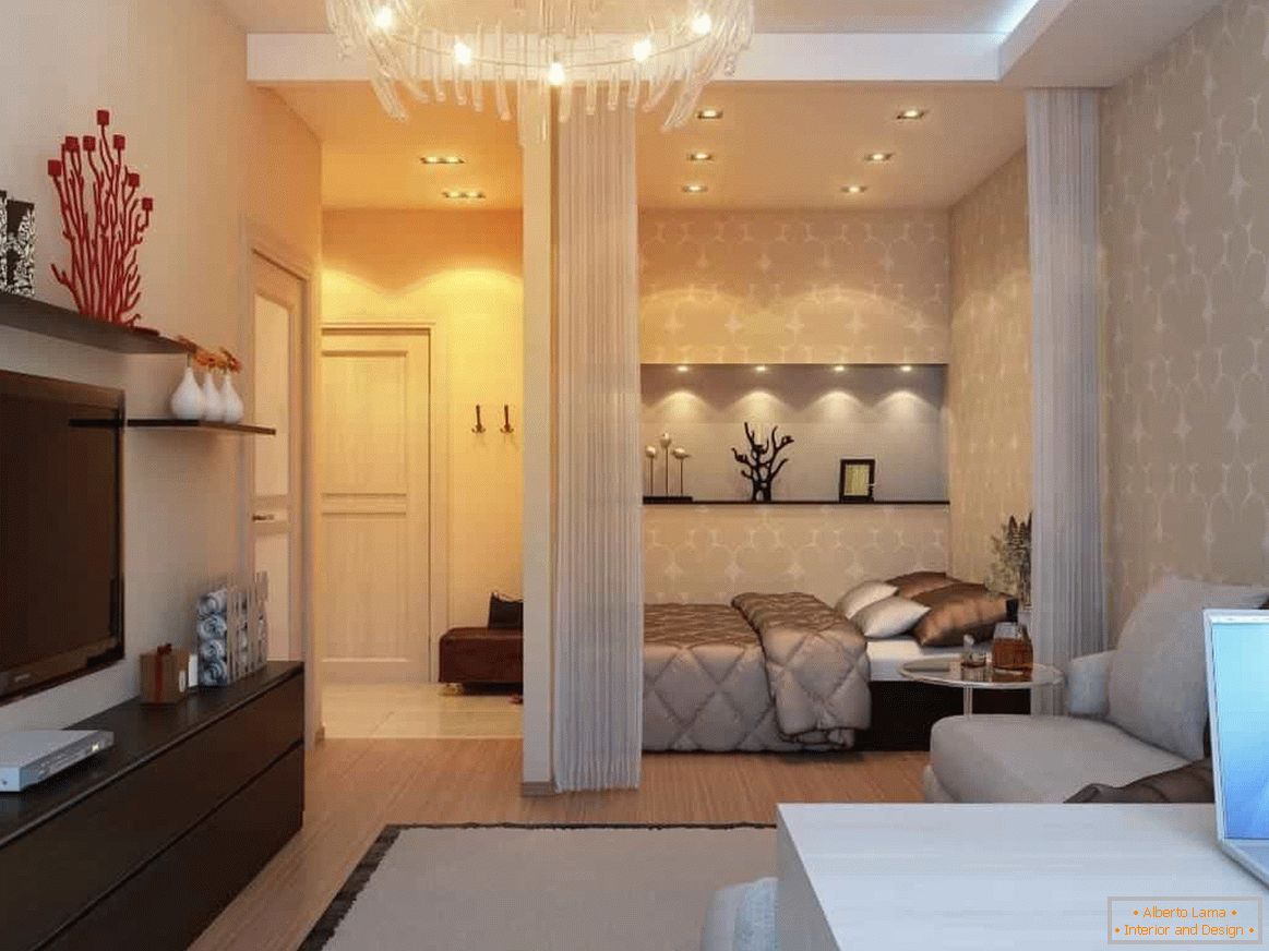 Design apartmánu s jednou ložnicí a ložnice