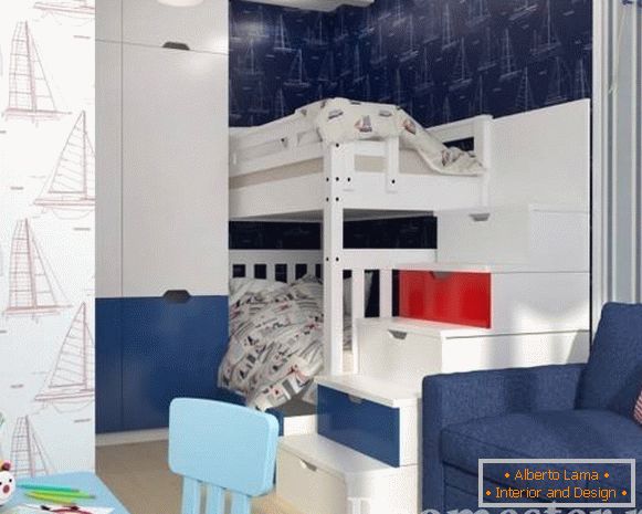 Dvoupatrová postel v dětském pokoji