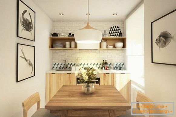 Malá kuchyně v designu bytu 40 m2