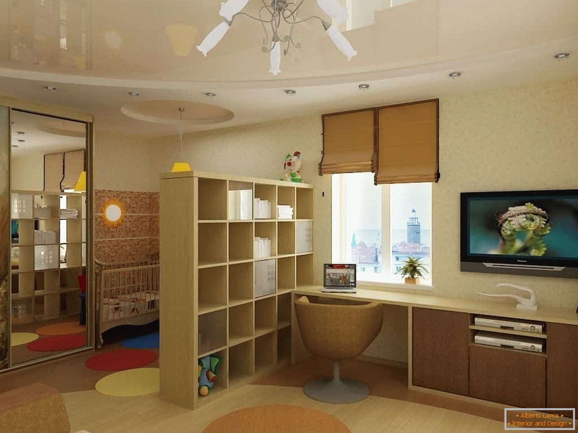 Designová místnost pro mladé rodiče s dítětem