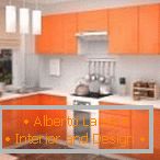 Jednoduchá kuchyně v oranžové barvě