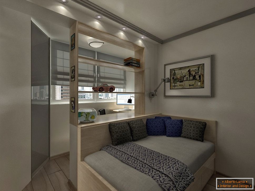 Ložnice-obývací pokoj 18 m2 M s lodžií