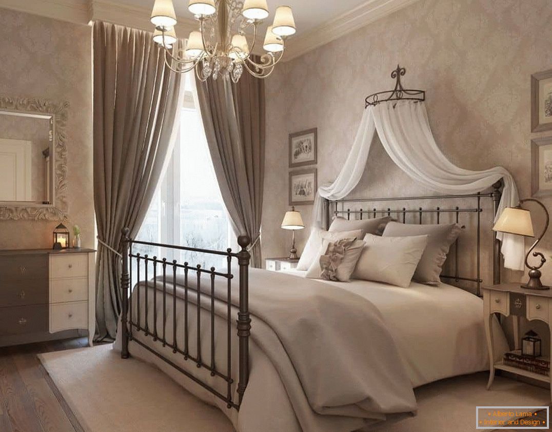 Romantický design ložnic v klasickém stylu