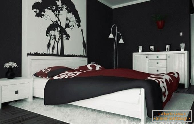 Černá a bílá ložnice dekorace pro klasický styl