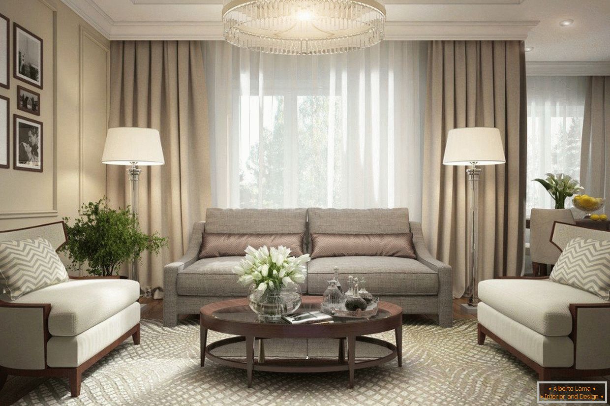 Klasický obývací pokoj v apartmánu