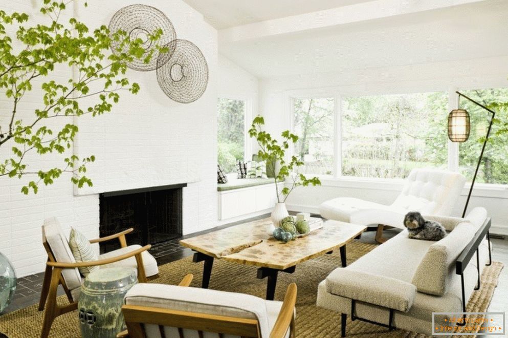 Obývací pokoj v ekologickém stylu