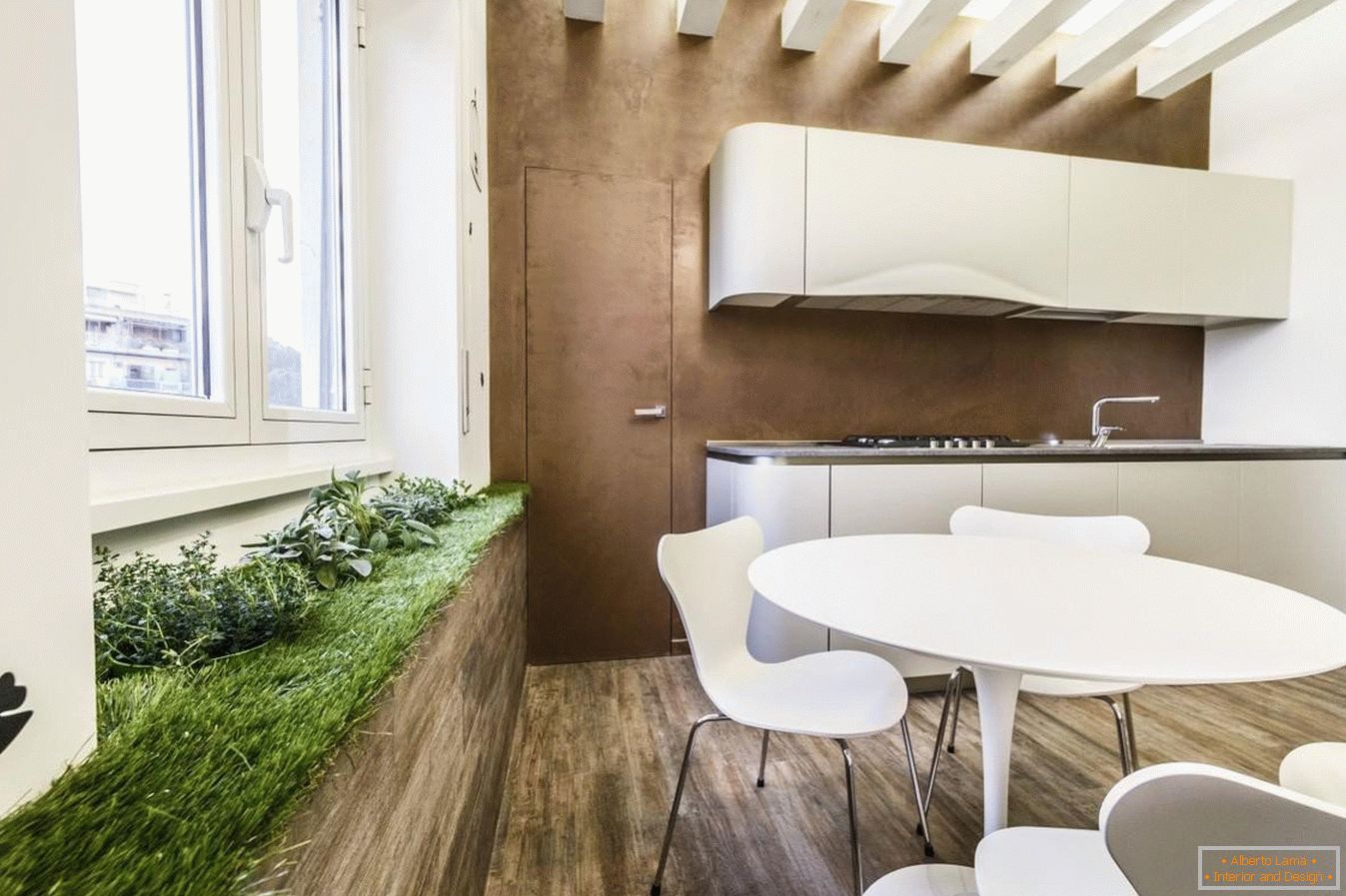 Zelená plocha v kuchyni pro ekologický styl