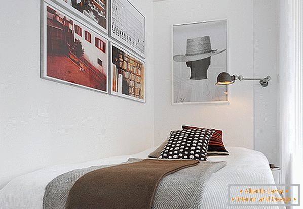 Ložnice luxusních malých bytů ve Švédsku