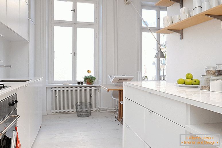 Kuchyně luxusních luxusních bytů ve Švédsku