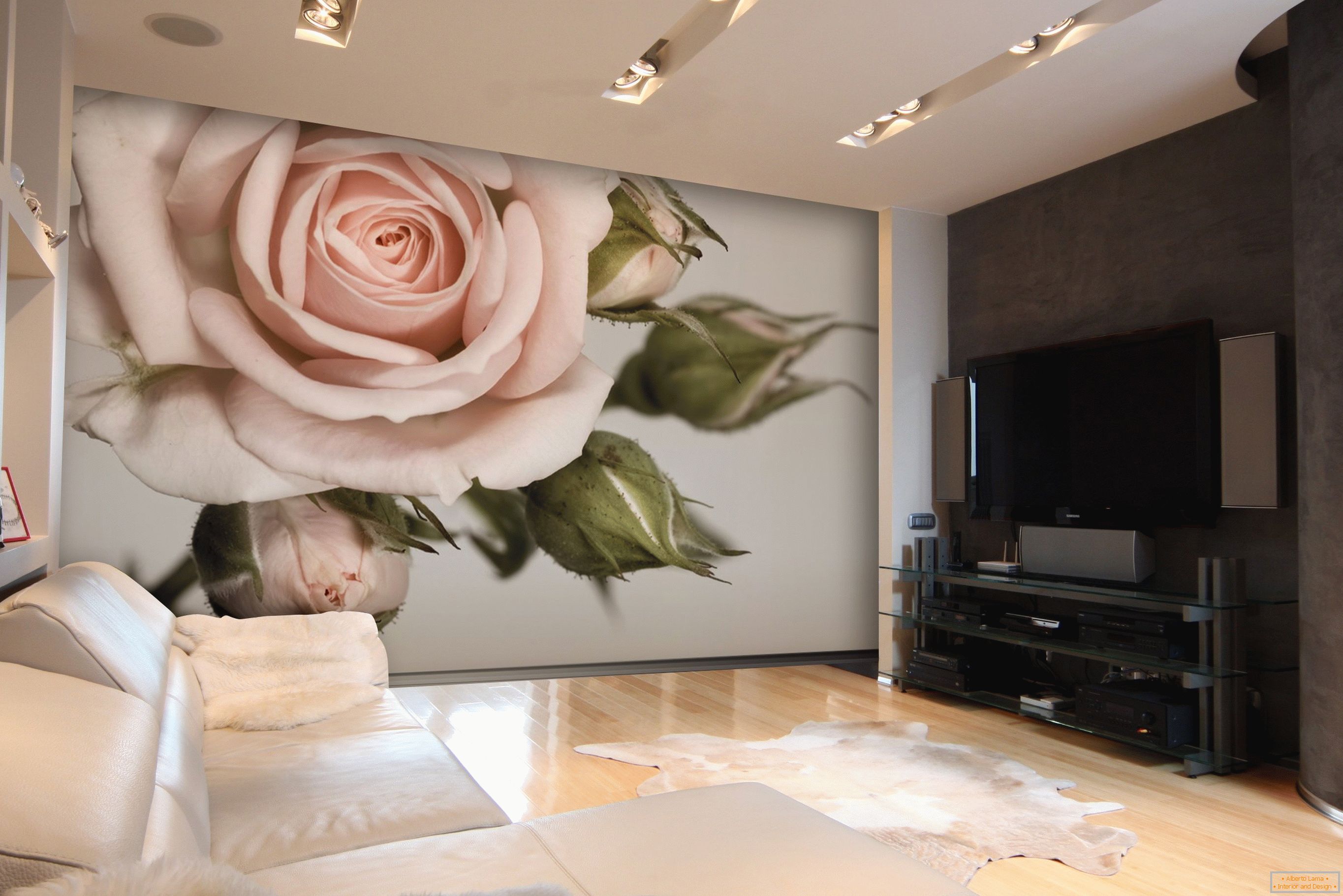 Tapety na plochu růží pro obývací pokoj