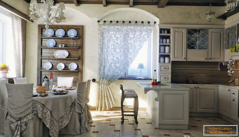 Interiér kuchyně ve francouzském stylu
