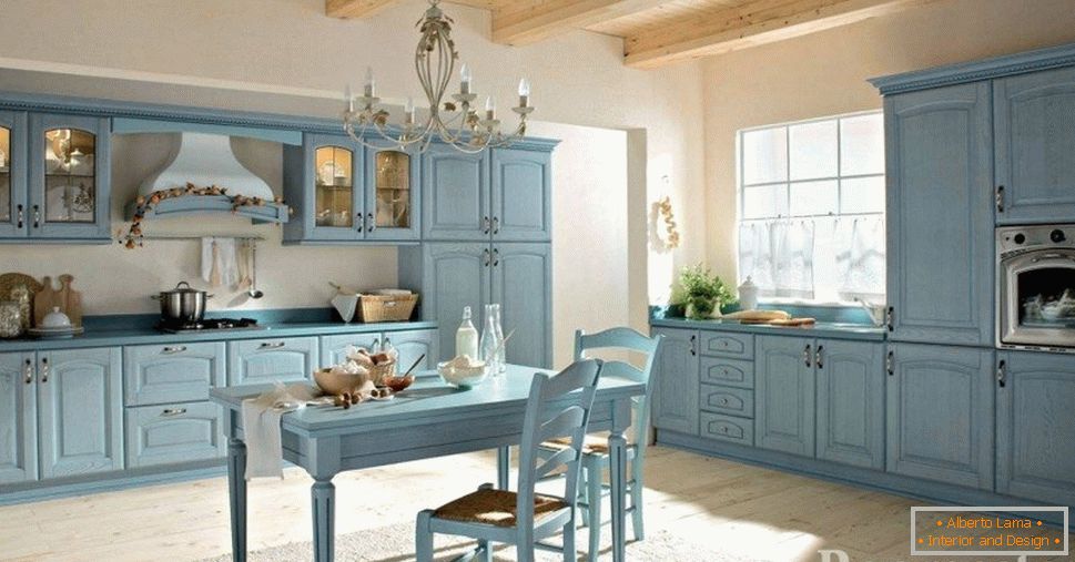 Nábytek в кухне голубого цвета