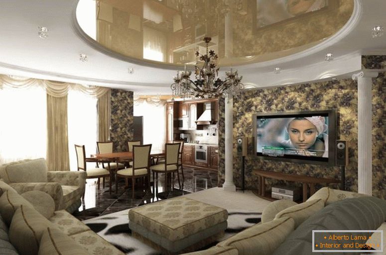 obývací pokoj s interiérem v klasickém moderním stylu