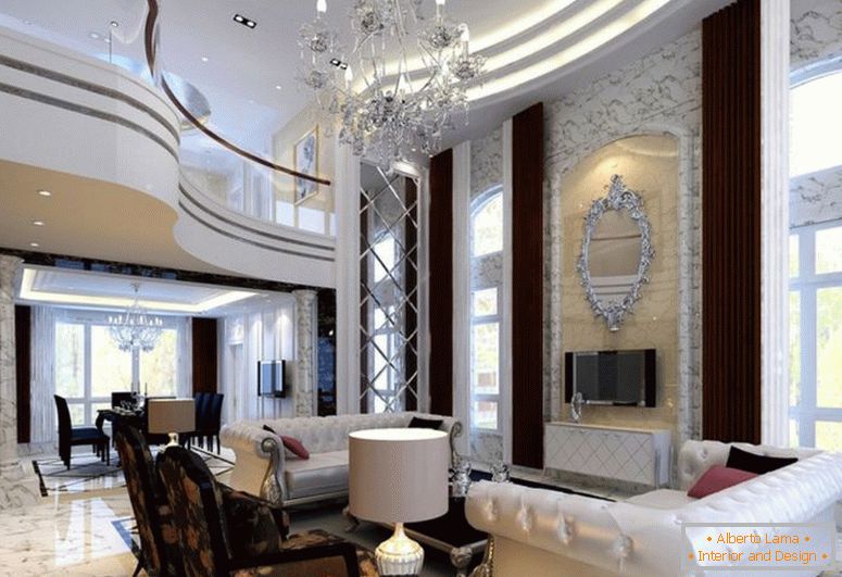neoklasicistní styl vila-obývací pokoj a jídelna-model