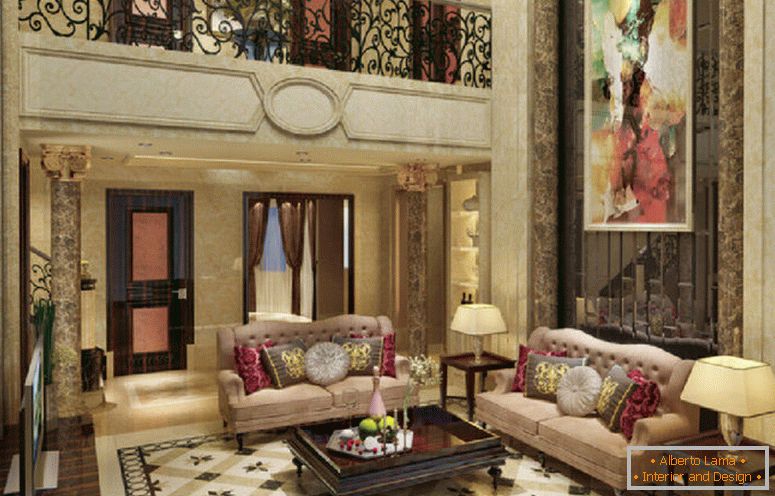 vila-design-neoklasický-obývací pokoj